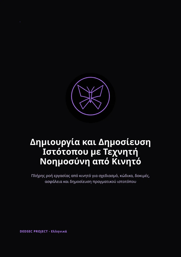 Εξώφυλλο: Δημιουργία και Δημοσίευση Ιστότοπου με Τεχνητή Νοημοσύνη από Κινητό